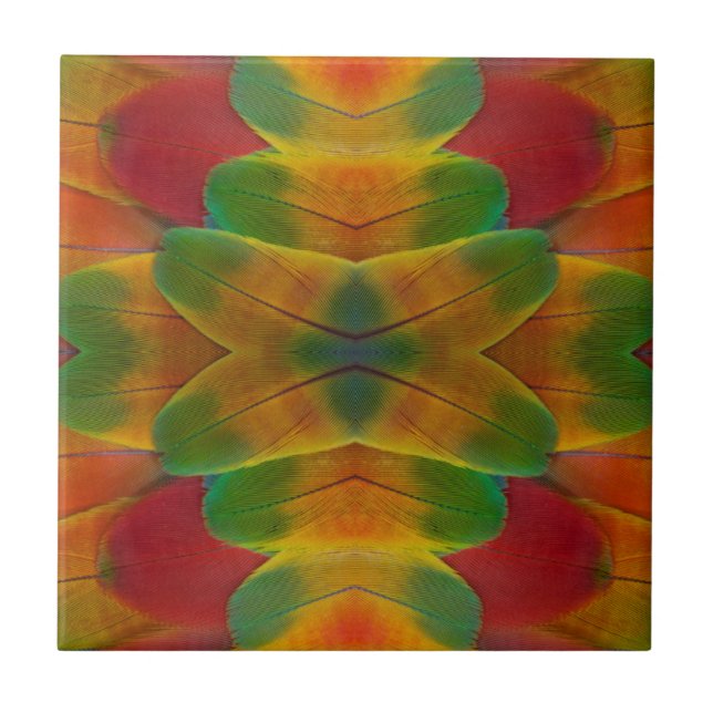 Papageienfeder Kaleidoskop Fliese (Vorderseite)