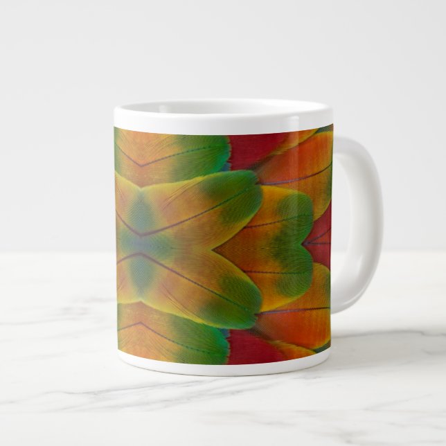 Papageienfeder Kaleidoskop Jumbo-Tasse (Vorderseite Rechts)