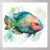 Papageienfisch in Aquarellplakatkartoffeln