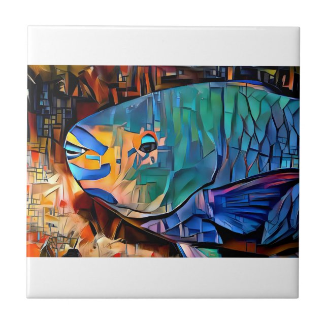 Papageienfisch Keramik Tile Fliese (Vorderseite)