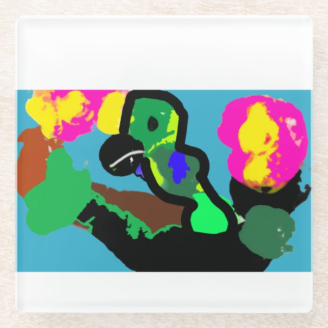 Papageienfreude Glasuntersetzer (Vorderseite)