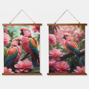 Papageienholz-Tapisserie Wandteppich Mit Holzrahmen