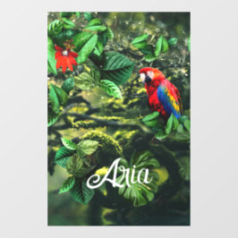 Papageienkürbis im Dschungel mit Blume Fensteraufkleber