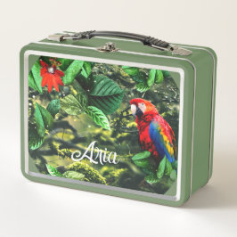 Papageienkürbis im Dschungel mit Blume Metall Brotdose