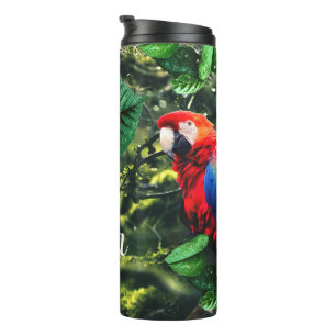 Papageienkürbis im Dschungel mit Blume Thermosbecher