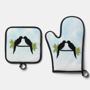 Papageienliebe Ofenhandschuh & Topflappen-Set