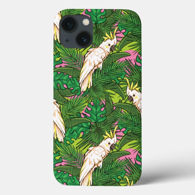 Papageienmuster mit Palmblättern-Blätter Case-Mate iPhone Hülle (Rückseite)