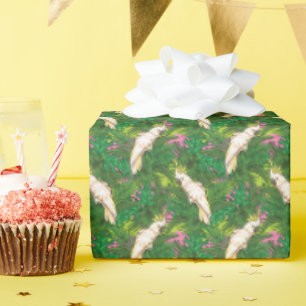 Papageienmuster mit Palmblättern-Blätter Geschenkpapier