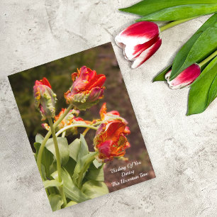 Papageienorange Tulpen, die an dich denken Postkarte