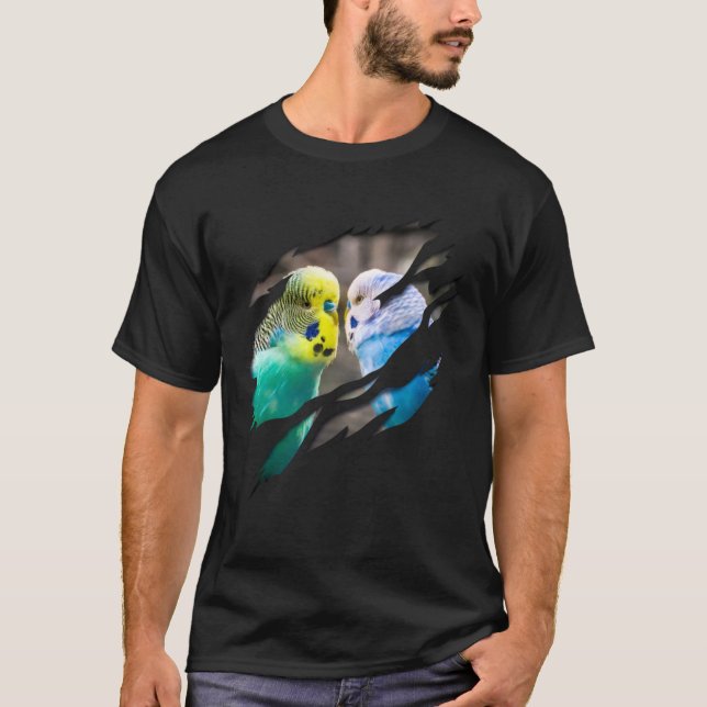 Papageiensittich mit gerippter Wirkung T-Shirt (Vorderseite)