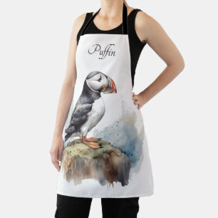 Papageientaucher auf einem Felsen Aquarell, indivi Schürze