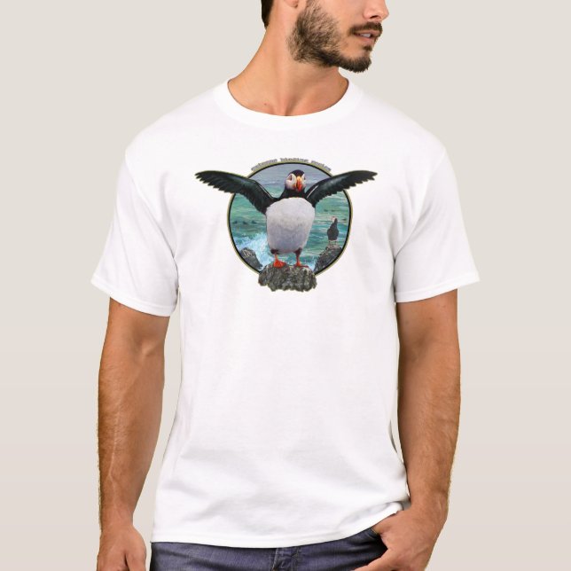 Papageientaucher auf Felsen T-Shirt (Vorderseite)