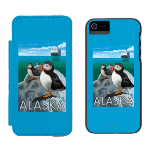 Papageientaucher, die ein Kreuzschiff aufpassen Incipio Watson™ iPhone 5 Geldbörsen Hülle