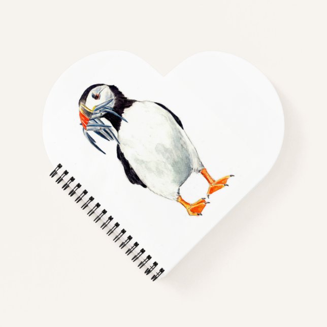 Papageientaucher Herzförmig Notizbuch (Vorderseite)