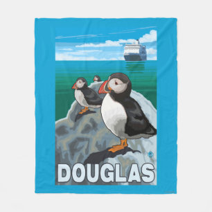 Papageientaucher u. Kreuzschiff - Douglas, Alaska Fleecedecke