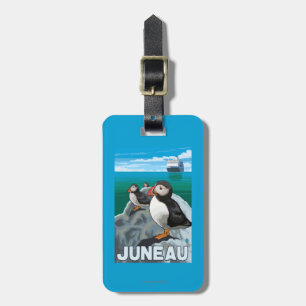 Papageientaucher u. Kreuzschiff - Juneau, Alaska Gepäckanhänger