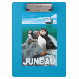 Papageientaucher u. Kreuzschiff - Juneau, Alaska Klemmbrett