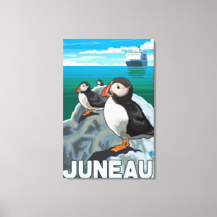 Papageientaucher u. Kreuzschiff - Juneau, Alaska Leinwanddruck