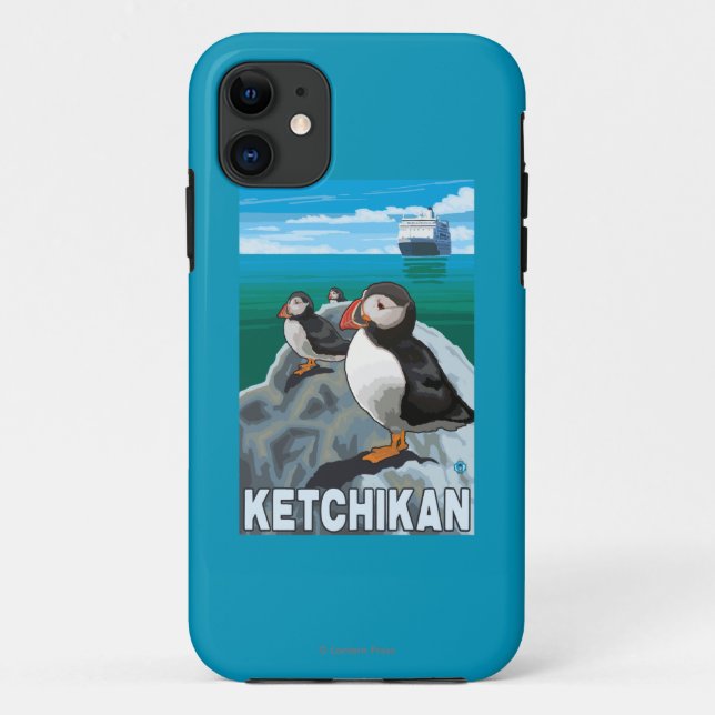 Papageientaucher u. Kreuzschiff - Ketchikan, Case-Mate iPhone Hülle (Rückseite)