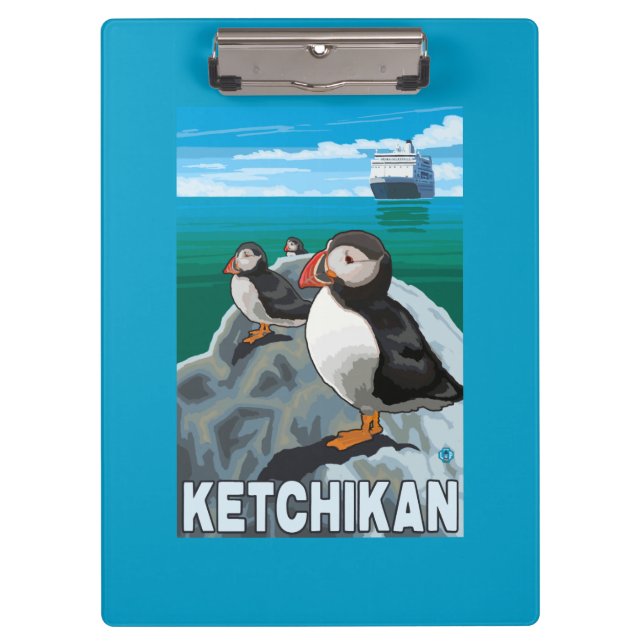 Papageientaucher u. Kreuzschiff - Ketchikan, Klemmbrett (Vorderseite)