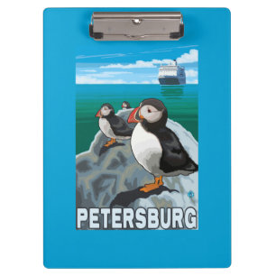 Papageientaucher u. Kreuzschiff - Petersburg, Klemmbrett