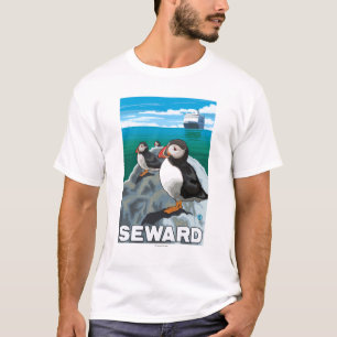 Papageientaucher u. Kreuzschiff - Seward, Alaska T-Shirt
