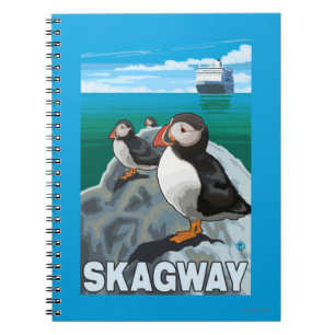 Papageientaucher u. Kreuzschiff - Skagway, Alaska Notizblock