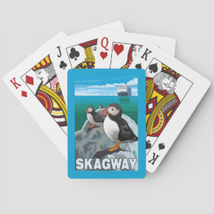 Papageientaucher u. Kreuzschiff - Skagway, Alaska Spielkarten