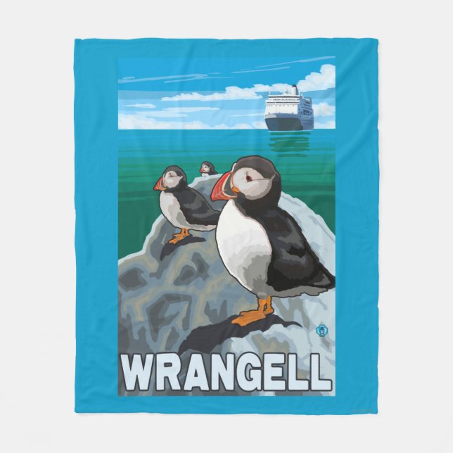 Papageientaucher u. Kreuzschiff - Wrangell, Alaska Fleecedecke (Vorderseite)