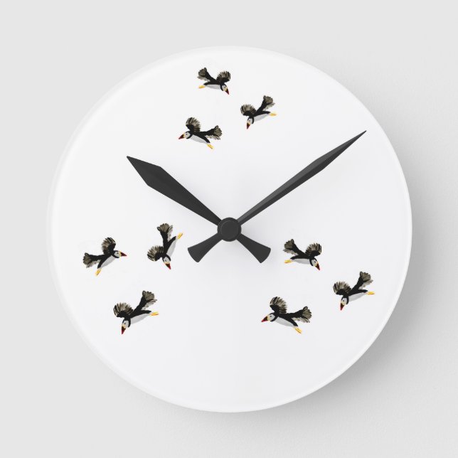 Papageientaucher-Vogel-Kunst Runde Wanduhr (Vorderseite)