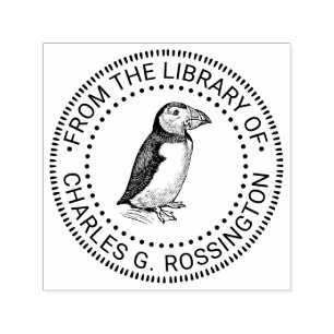 Papageientaucher Vogel Vintage-Zeichnung Bibliothe Permastempel