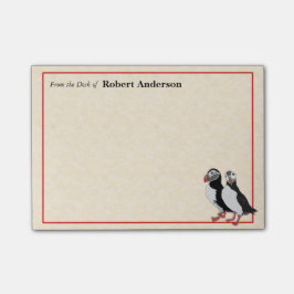 Papageientaucher vom Schreibtisch des Notizblocks Post-it Klebezettel