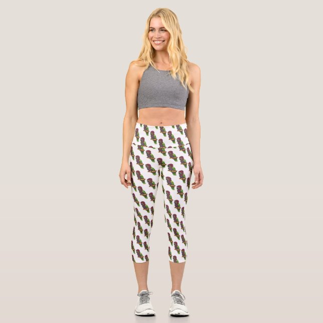 Papageienvogel-Cartoon-Abbildung Capri Leggings (Vorderseite)