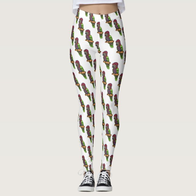 Papageienvogel-Cartoon-Abbildung Leggings (Vorderseite)