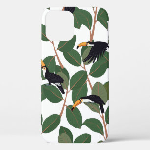 Papageienvogel mit Fikus-Palmen-Blätter nahtlos Case-Mate iPhone Hülle