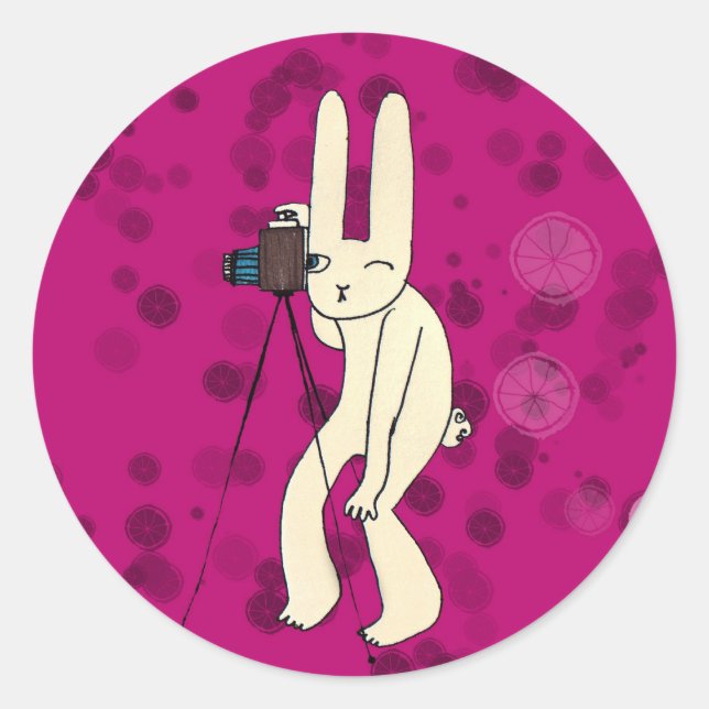 Paparazi in rosa runder aufkleber (Vorderseite)