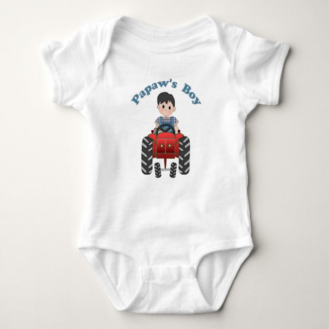 Papas Boy Tractor Baby Strampler (Vorderseite)