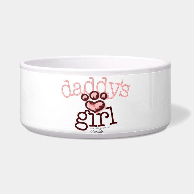 Papa's Girl Pink Paw Print Heart Napf (Vorderseite)