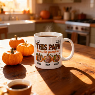 Papas kleine Kürbisse 3 Enkelkinder Foto Halloween Jumbo-Tasse