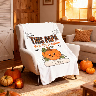 Papas kleiner Kürbis 1 Enkelname Halloween  Fleecedecke