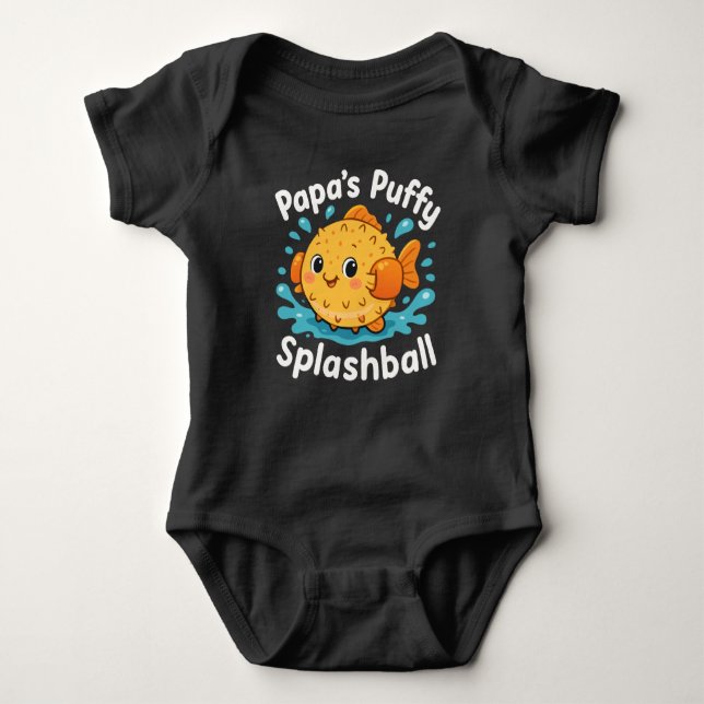 Papa's Puffy Splashball Funny Water Fish Baby Strampler (Vorderseite)
