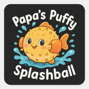 Papa's Puffy Splashball Funny Water Fish Quadratischer Aufkleber
