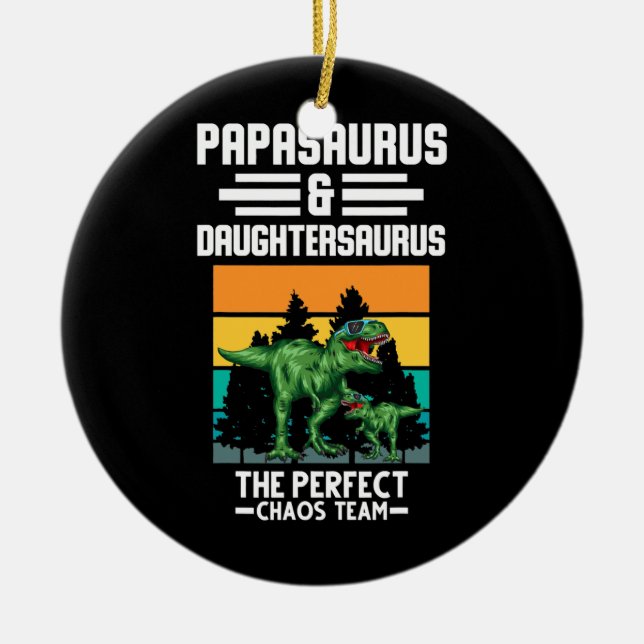 Papasaurus Daughtersaurus Chaos-Team Dinosaurier Keramik Ornament (Vorne)