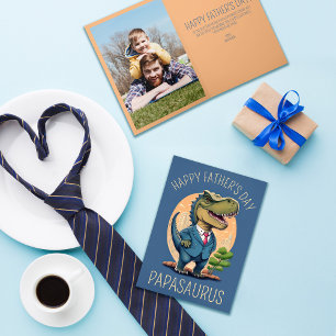 Papasaurus Dinosaur Cartoon Vatertag Feiertagskarte