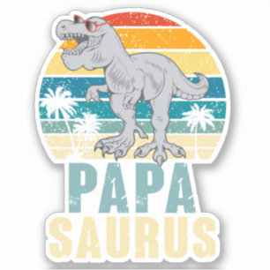Papasaurus Dinosaur Retro Sunset Tropischer Vater Aufkleber