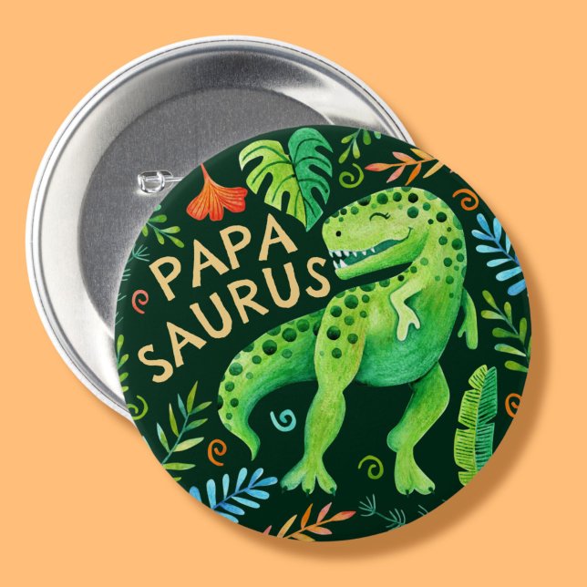 Papasaurus Dinosaurier-Vater des Geburtstagsjungen Button (Papasaurus Dinosaur Dad of the Birthday Boy Button)