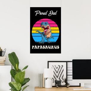 Papasaurus Funny Dinosaur auf der Pansexual Flag S Poster
