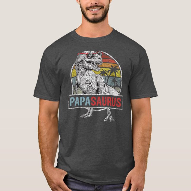 Papasaurus Funny T Rex Dinosaur Papa saurus T-Shirt (Vorderseite)