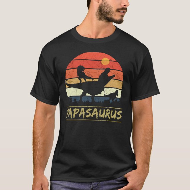 Papasaurus - Retro T-Shirt (Vorderseite)