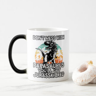 Papasaurus Retro Vintage T Rex Papa Saurus Männer Verwandlungstasse
